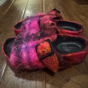 Celine (phoebe philo era) Pink and Black Mohair Sandals